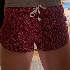 Red Patterned Pajama Shorts